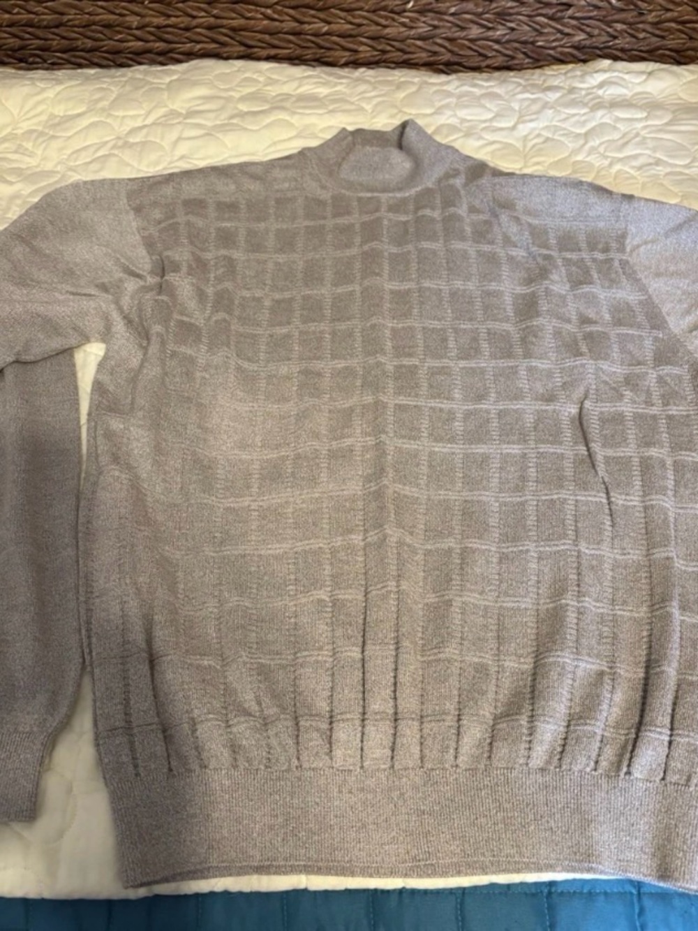 Pronto Uomo Taupe Grid Turtleneck Sweater